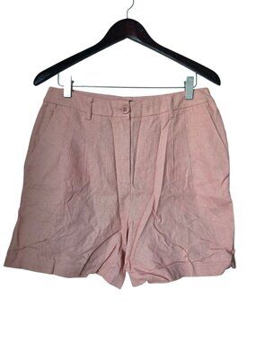 Violets & Roses Womens Rose Tan Linen Blend Pleated Shorts Size 8/29
